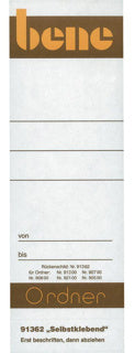 BENE Rückenschild 91362 10 Stück breit kurz selbstklebend 56 x 160 mm weiß