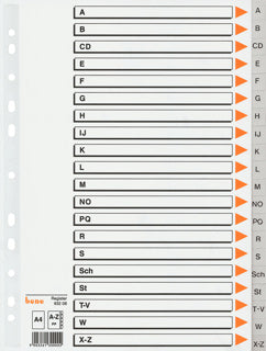 BENE Register 93208 A4 20-teilig A-Z PP 120 µm grau