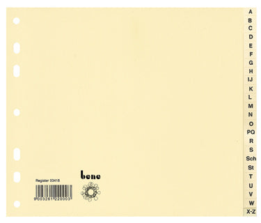 BENE Register 93418 A4 halbe Höhe 24-teilig A-Z Recyclingkarton 210 g/m² chamois