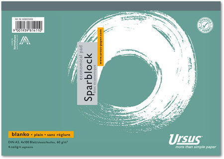 URSUS Sparblock A5 100 Blatt glatt 4-teilig