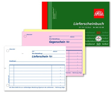 OMEGA Lieferscheinbuch 943 1/2 OK A6 3 x 50 Blatt weiß/rosa/weiß