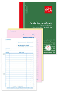 OMEGA Bestellscheinbuch 2959 OK A5 hoch 3 x 50 Blatt weiß/rosa/gelb