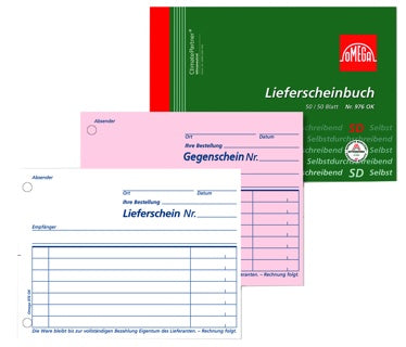 OMEGA Lieferscheinbuch 976 OK A6 quer 2 x 50 Blatt weiß/rosa