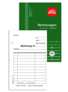 OMEGA Rechnungsbuch 949 1/2 A6 hoch 2 x 50 Blatt weiß/weiß