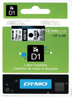 DYMO Standardetiketten D1 12 mm schwarz auf transparent
