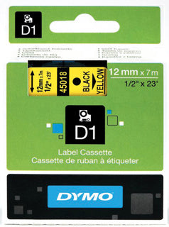 DYMO Standardetiketten D1 12 mm schwarz auf gelb