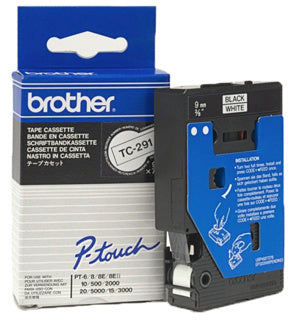 BROTHER Schriftband P-Touch TC-291 9 mm x 7.7 m schwarz auf weiß