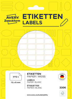 AVERY ZWECKFORM Vielzwecketiketten 3306 3.712 Stück permanent 13 x 8 mm weiß