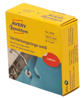 AVERY ZWECKFORM Verstärkungsringe 3508 500 Stück im Spender permanent Ø 13 mm weiß