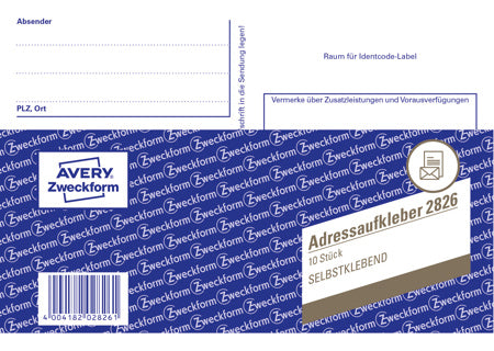 AVERY ZWECKFORM Adressaufkleber 2826 10 Blatt A6 quer selbstklebend weiß