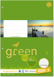 URSUS GREEN Ringbuchblock A4 kariert 5mm 100 Blatt