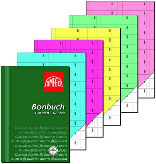 OMEGA Bonbuch 329 A4 2 x 50 Blatt 1000 Abrisse eosin