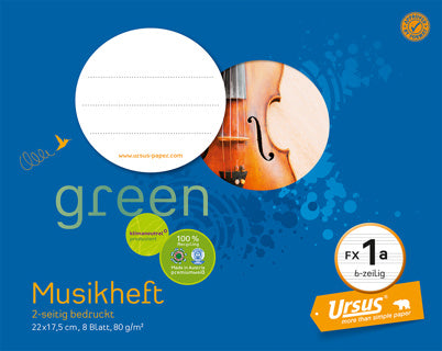 URSUS OE Musikheft 1a 22 x 17.5 cm 8 Blatt Notenlineatur 6-zeilig