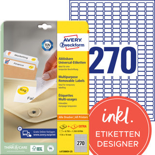 AVERY ZWECKFORM Universaletiketten L4730REV-25 8.100 Stück ablösbar 17.8 x 10 mm weiß