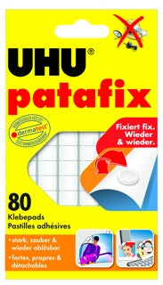 UHU Klebepads Patafix 80 Stück 10 x 12 mm wiederablösbar weiß