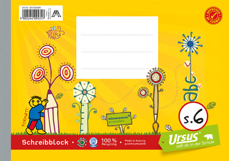 URSUS FORMATI Schreibblock S.6 A5 quer 48 Blatt liniert gelb