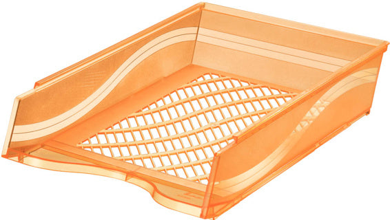 BENE Briefkorb 60100 A4/C4 stapelbar aus Polystyrol 255 x 65 x 370 mm orange transparent