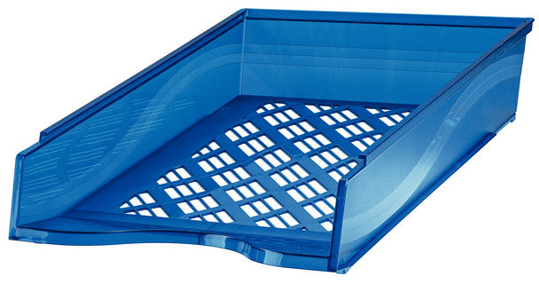 BENE Briefkorb 60100 A4/C4 stapelbar aus Polystyrol 255 x 65 x 370 mm blau metallic