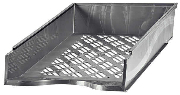 BENE Briefkorb 60100 A4/C4 stapelbar aus Polystyrol 255 x 65 x 370 mm silber metallic