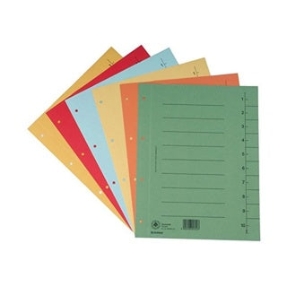 DONAU Trennblatt 8610001 100 Stück A4 10 Taben Recyclingkarton 250 g/m² sortiert