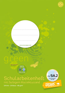 URSUS OE Schularbeitsheft SA2 DIN A4 20 Blatt 5mm kariert mit Korrekturrand