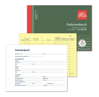 OMEGA Fahrtenbuch 830 OK A5 quer 2 x 40 Blatt Selbstdurchschreibend