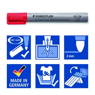 STAEDTLER Flipchartmarker Lumocolor® 356 mit Rundspitze 2 mm 4 Stück farbig sortiert