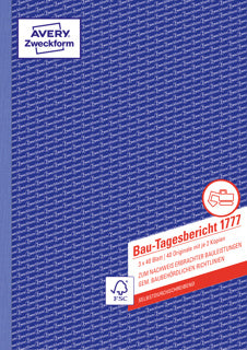 AVERY ZWECKFORM Bautagesbericht 1777 3x 40 Blatt A4 selbstdurchschreibend