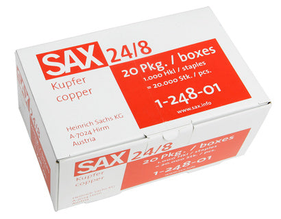 SAX Heftklammern 24/8 1000 Stück verkupfert