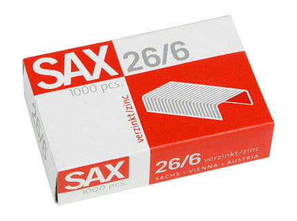 SAX Heftklammern 26/6 1000 Stück verzinkt