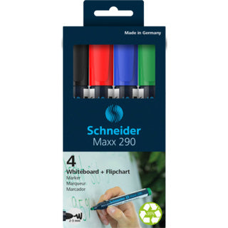 SCHNEIDER Boardmarker Maxx 290 mit Rundspitze 4 Stück 2-3 mm farbig sortiert