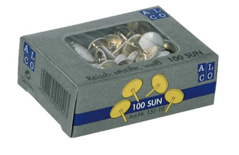 ALCO Reißnägel 151-10 100 Stück 9.5 mm weiß