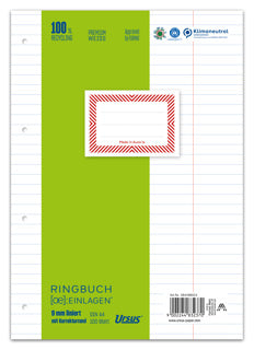 URSUS Ringbucheinlagen A4 100 Blatt 70 g/m² liniert mit Korrekturrand hochweiß