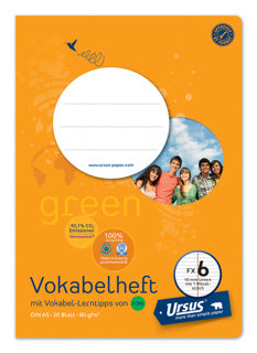 URSUS OE Vokabelheft Nr.6 DIN A5 20 Blatt 10 mm liniert mit Mittelstrich