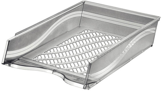 BENE Briefkorb 60100 A4/C4 stapelbar aus Polystyrol 255 x 65 x 370 mm grau transparent