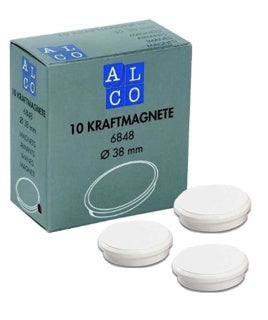 ALCO Haftmagnete 6848 10 Stück Ø 38 mm weiß