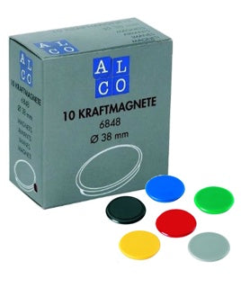 ALCO Haftmagnete 6848 10 Stück Ø 38 mm farbig sortiert