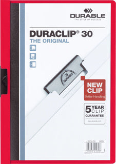 DURABLE Klemmmappe 2200 DURACLIP® A4 bis 30 Blatt Kunststoff 219 x 310 mm rot