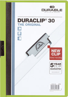 DURABLE Klemmmappe 2200 DURACLIP® A4 bis 30 Blatt Kunststoff 219 x 310 mm grün