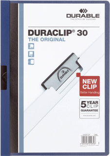 DURABLE Klemmmappe 2200 DURACLIP® A4 bis 30 Blatt Kunststoff 219 x 310 mm dunkelblau