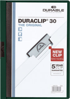 DURABLE Klemmmappe 2200 DURACLIP® A4 bis 30 Blatt Kunststoff 219 x 310 mm dunkelgrün