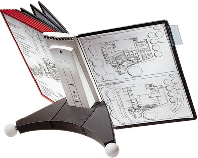 DURABLE Sichttafelsystem 5632 SHERPA® TABLE Tischhalter inkl. 10 Sichttafeln A4 schwarz/rot