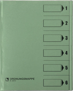 BENE Ordnungsmappe 83600 A4 6-teilig 1 - 6 Recyclingkarton 250 g/m² mit Schutzumschlag grün