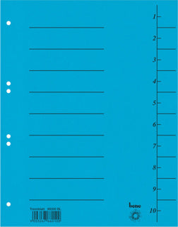 BENE Trennblätter 98300 50 Stück A4 10-teilig 1-10 Intensivkarton 210 g/m² blau