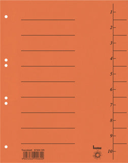 BENE Trennblätter 97300 100 Stück A4 10-teilig 1-10 Recyclingkarton 250 g/m² orange