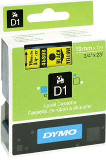DYMO Schriftband 45808 D1 19 mm x 7 m schwarz auf gelb