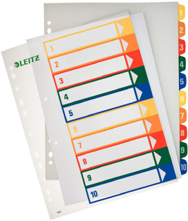 LEITZ Farbregister 1293 A4 1-10 aus Kunststoff bunt