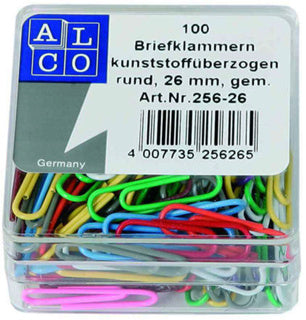 ALCO Büroklammern 256 100 Stück 26 mm farbig sortiert