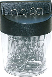 ALCO Klammernspender 2216 inkl. 100 Büroklammern magnetisch schwarz/transparent