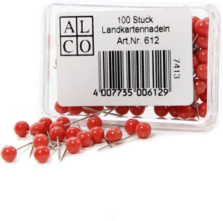 ALCO Landkartennadeln 612 100 Stück 5 x 16 mm rot